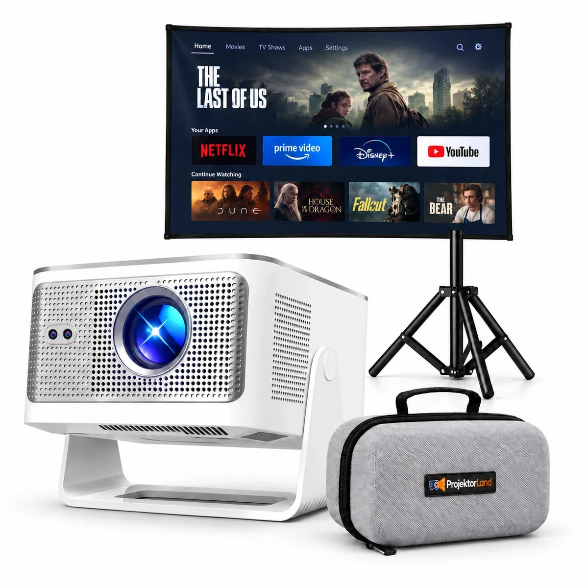 Projektorland Horizon Max beamer – 600 ANSI lumen, Full HD 1080p, autofocus, Android 14, Wi-Fi 6 en Bluetooth 5.4