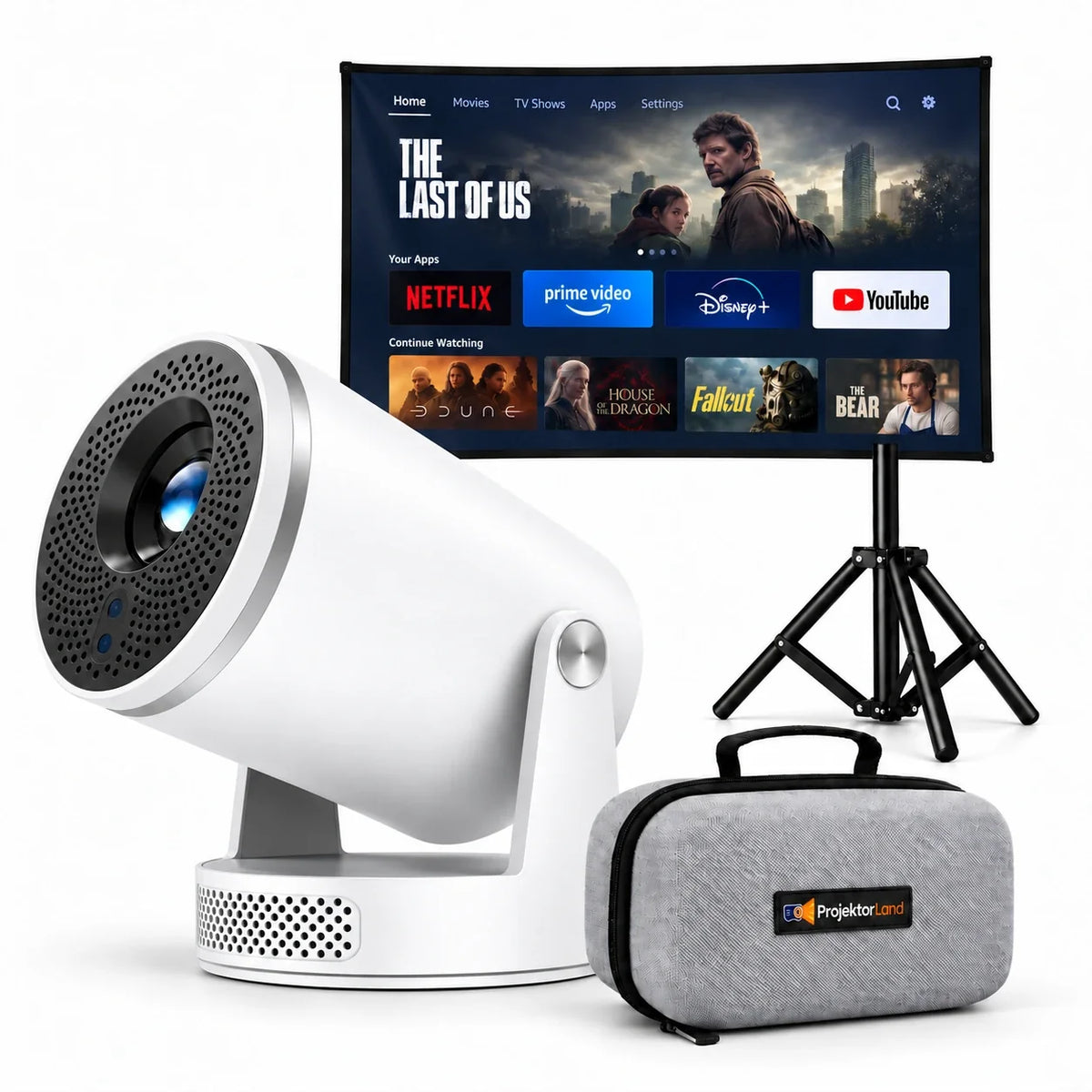 Mini beamer Projektorland Luma Pro – 400 ANSI lumen, Full HD 1080p, autofocus, Android 14 en Wi-Fi 6