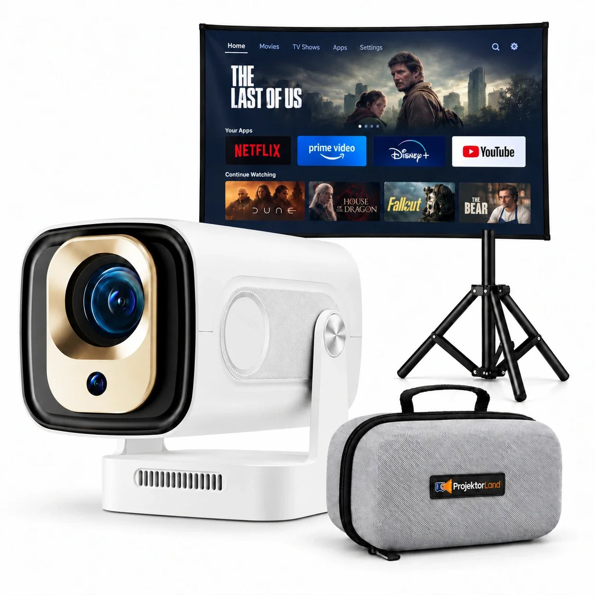 Mini beamer Projektorland Nova – 260 ANSI lumen, Full HD 1080p, Android, Wi-Fi 6 en Bluetooth 5.4