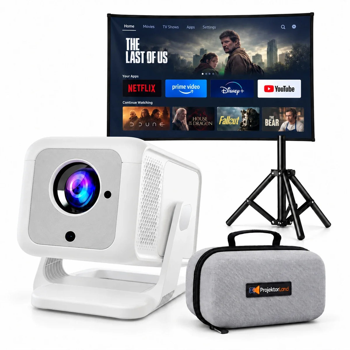Mini beamer Projektorland Nova Plus – 420 ANSI lumen, Full HD 1080p, autofocus, Android en Wi-Fi