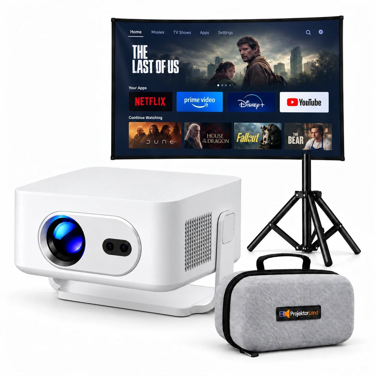 Mini beamer Projektorland Vista Max – 260 ANSI lumen, HD 720p, autofocus, Android 14 en Wi-Fi 6