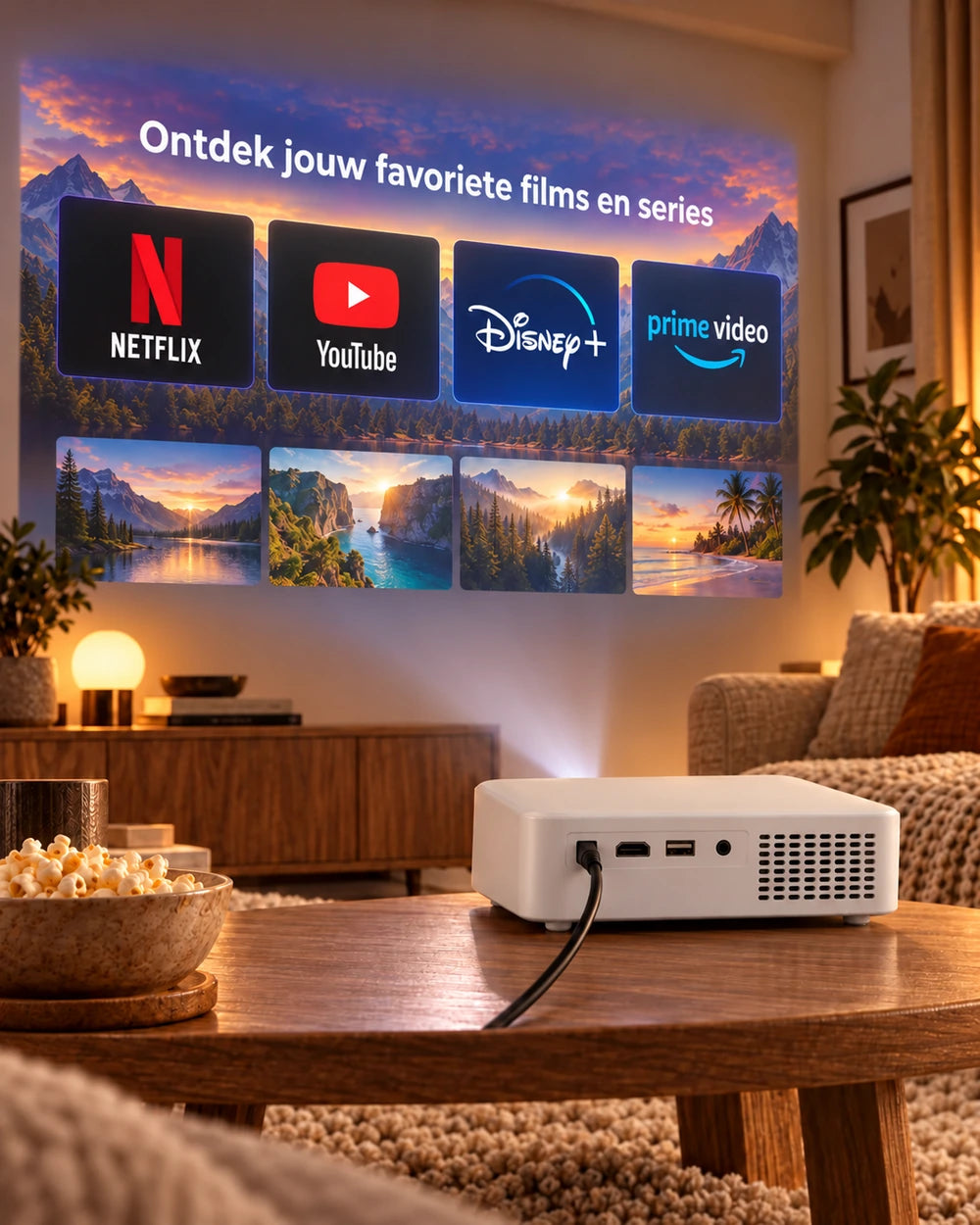 Projektorland Horizon beamer – 800 ANSI lumen, Full HD 1080p, HDMI, digitale keystone en ingebouwde luidspreker