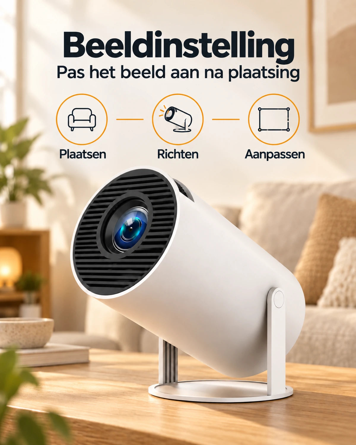 Mini beamer Projektorland Luma Compact – 200 ANSI lumen, HD 720p, Android 14, Wi-Fi 6 en 5 W-luidspreker