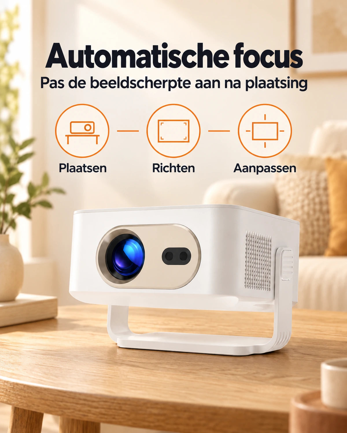 Mini beamer Projektorland Vista – 260 ANSI lumen, HD 720p, autofocus en Android 11